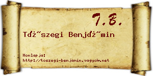 Tószegi Benjámin névjegykártya